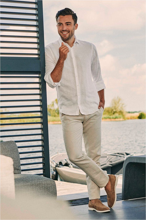 Suitable chino Pico linnen beige