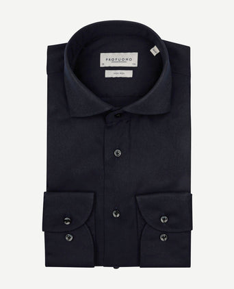 Profuomo twill overhemd extra lange mouwen donkerblauw | Slim-fit