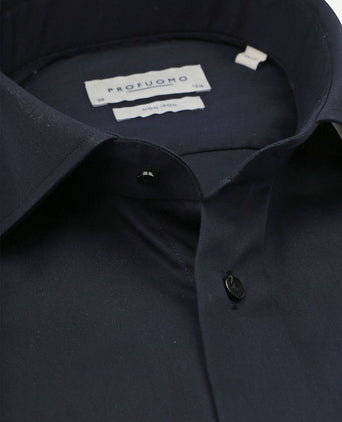 Profuomo twill overhemd extra lange mouwen donkerblauw | Slim-fit