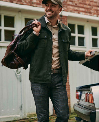 Suitable jacket suede olijfgroen