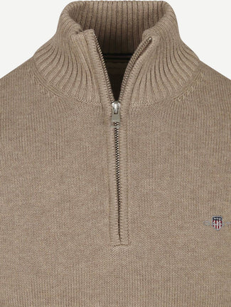Gant halve rits pullover beige | Regular-fit Gant halve rits pullover beige | Regular-fit