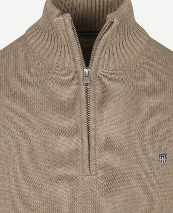 halve rits pullover beige
