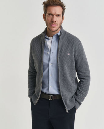 Gant vest texture grijs | Regular-fit