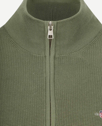 halve rits trui micro textured groen