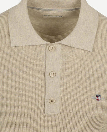 Knitted poloshirt beige