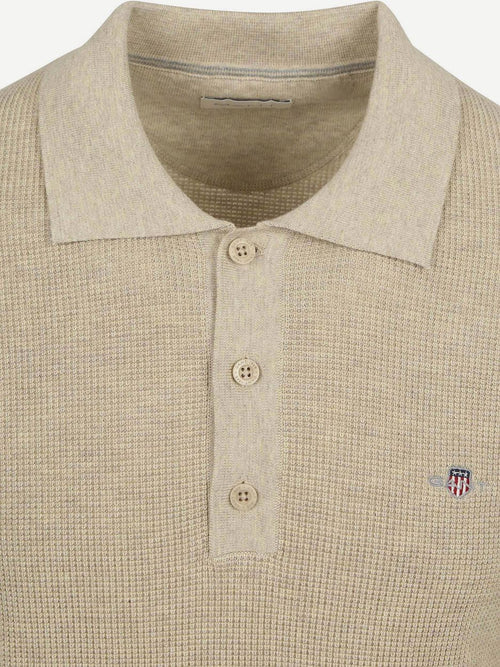 Knitted poloshirt beige