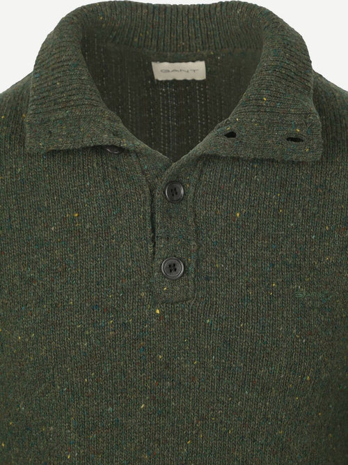 Gant mocker pullover wool blend donkergroen | Regular-fit