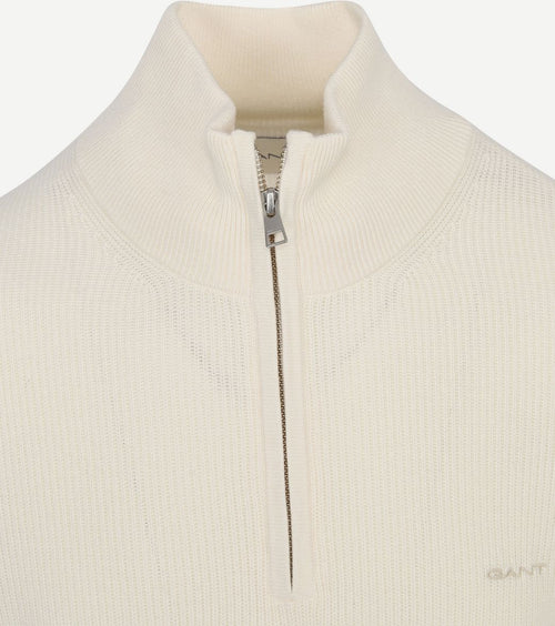 Halfzip trui wolmix ecru