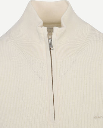 Halfzip trui wolmix ecru