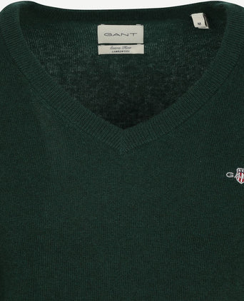 Pullover v-hals woolblend donkergroen