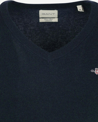 Pullover v-hals woolblend donkerblauw melange