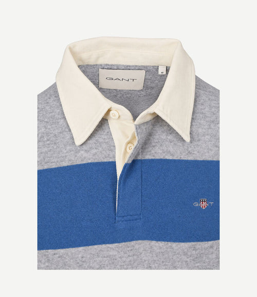 Rugger polo knitted lamswol blauw grijs