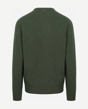 William Lockie pullover lamswol v-hals rosemary groen | Regular-fit