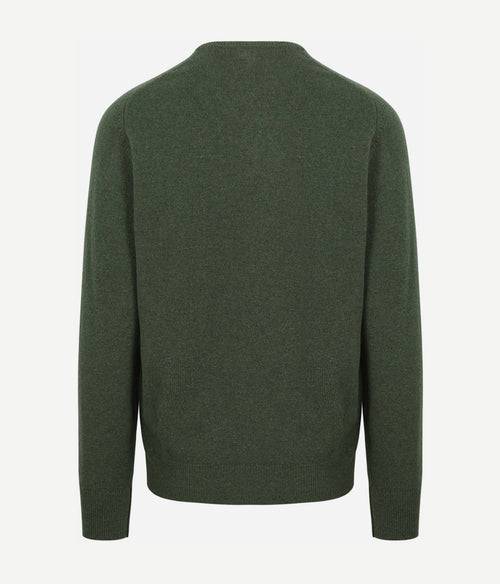 William Lockie pullover lamswol v-hals rosemary groen | Regular-fit