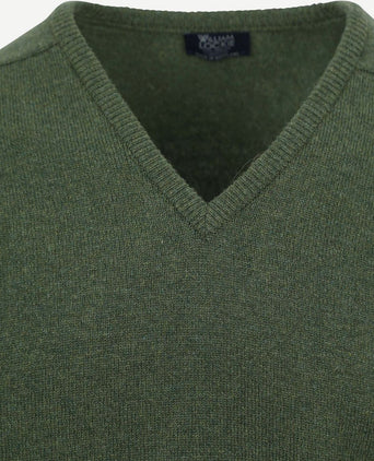 Pullover lamswol v-hals rosemary groen
