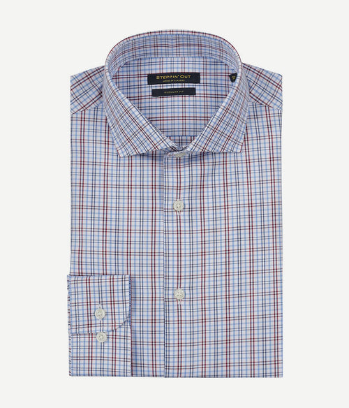 Steppin' Out overhemd ruiten blauw rood | Regular-fit