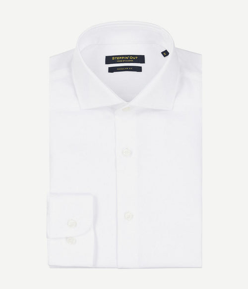 Steppin' Out overhemd dobby wit | Regular-fit