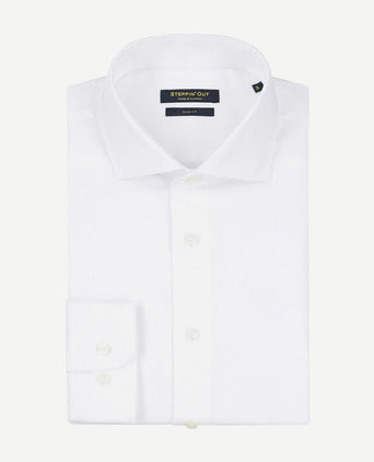 Steppin' Out overhemd slim-fit twill wit