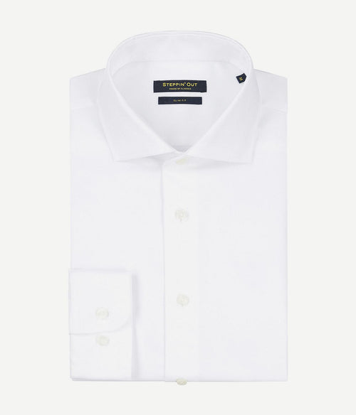 Steppin' Out overhemd slim-fit twill wit