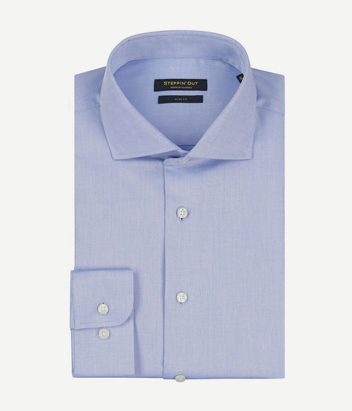 Steppin' Out overhemd slim-fit dobby lichtblauw