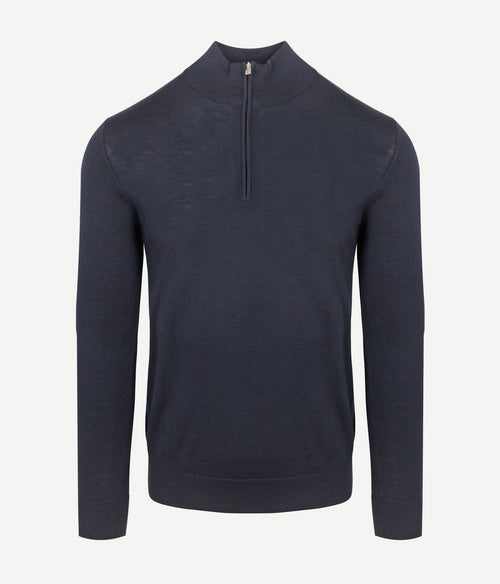 Profuomo halve rits pullover merinowol donkerblauw