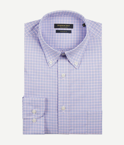 Steppin' Out overhemd ruiten blauw rood | Regular-fit