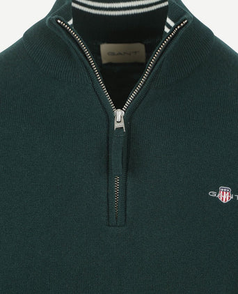 Gant halfzip wol trui logo groen | Regular-fit