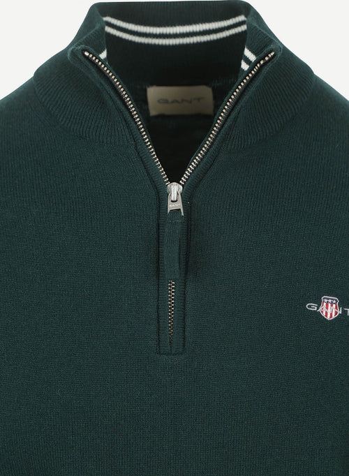 Gant halfzip wol trui logo groen | Regular-fit
