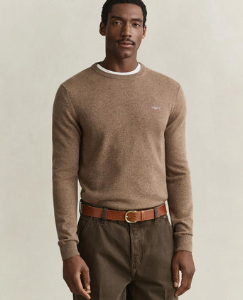 Halfzip lamswol trui camel
