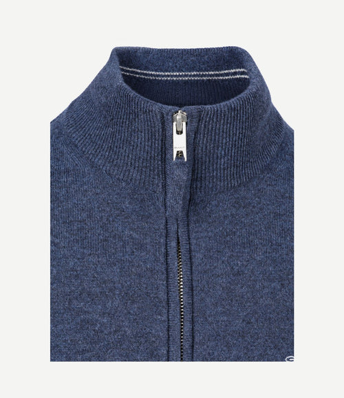 Halfzip lamswol trui donkerblauw