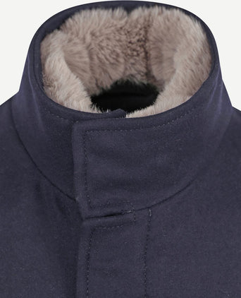 Hirsch coat wol blend donkerblauw