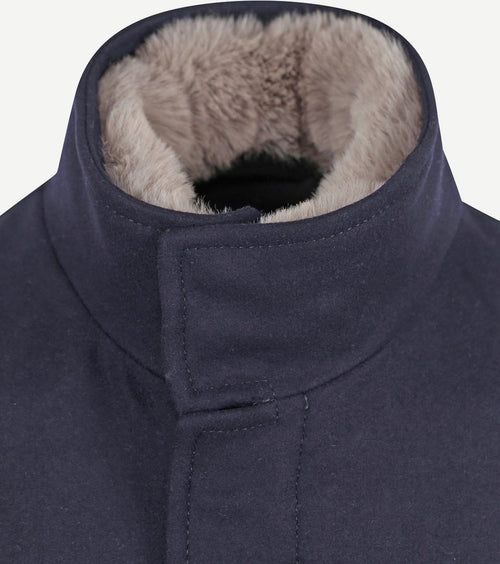 Hirsch coat wol blend donkerblauw