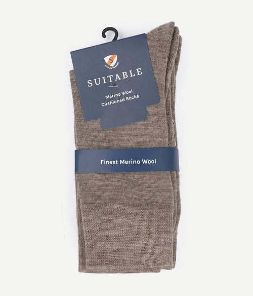 Suitable merino sokken taupe (2-pack)