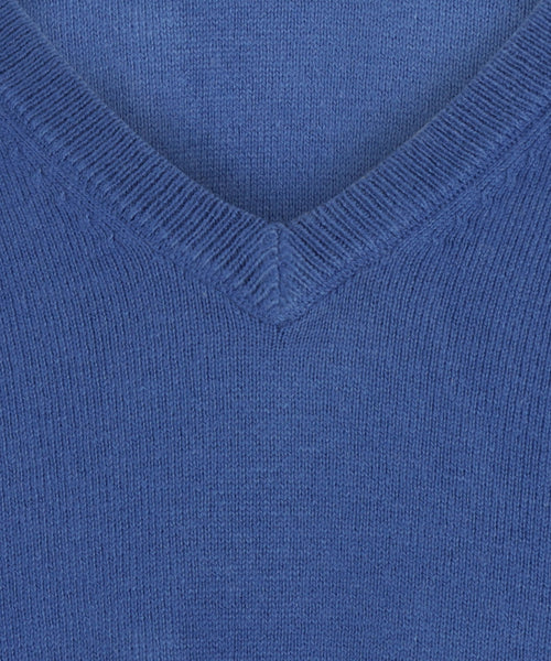 Trui cotton cashmere V-hals | Kobalt