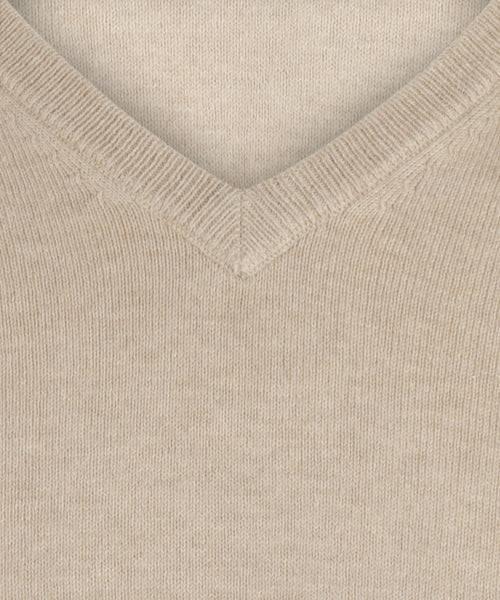 Trui cotton cashmere V-hals | Sand