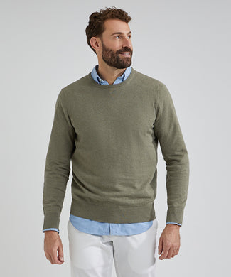 Trui cotton cashmere ronde hals | Light Olive Trui cotton cashmere ronde hals | Light Olive