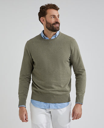 Trui cotton cashmere ronde hals | Light Olive