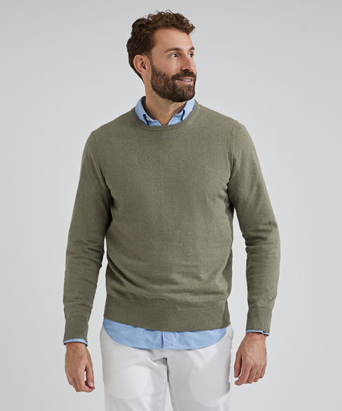 Trui cotton cashmere ronde hals | Light Olive