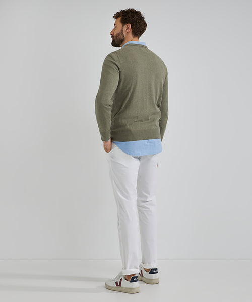 Trui cotton cashmere ronde hals | Light Olive