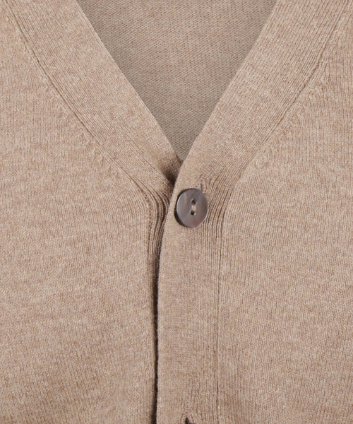 Vest cotton cashmere knoopsluiting | Khaki