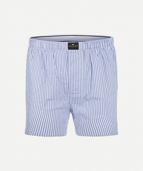 Boxershort grote streep van poplin | Medium Blue