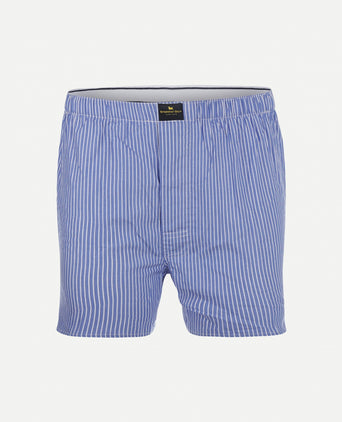 Boxershort kleine streep van poplin | Medium Blue