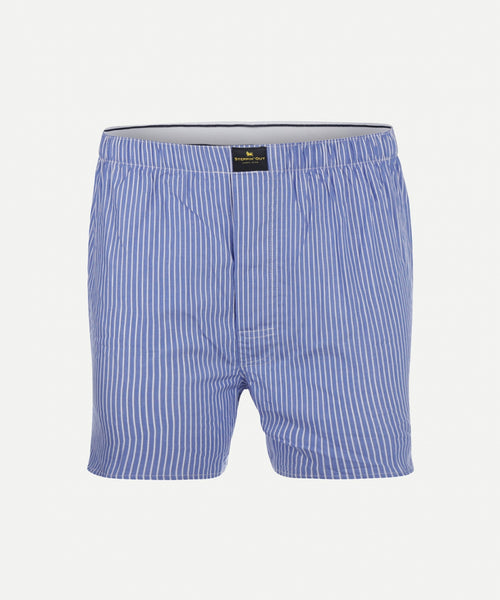 Boxershort kleine streep van poplin | Medium Blue