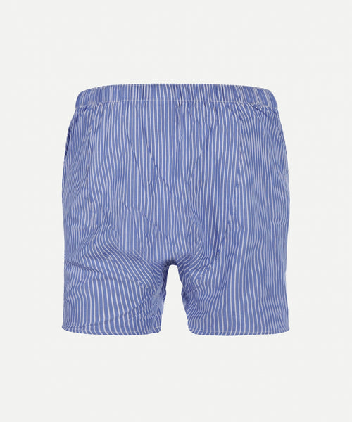 Boxershort kleine streep van poplin | Medium Blue