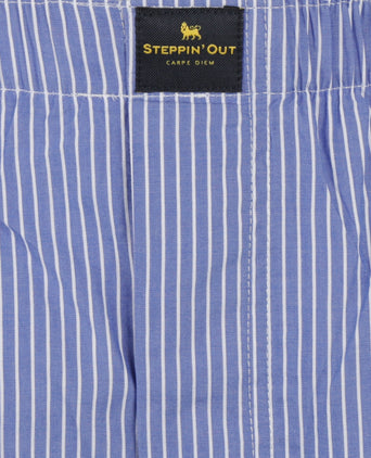 Boxershort kleine streep van poplin | Medium Blue