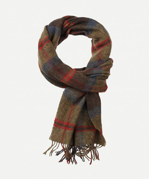 Sjaal geruit van Ierse wol | Brown