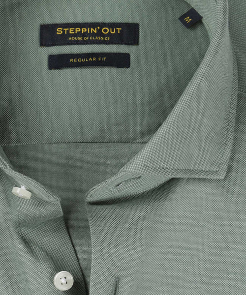 Overhemd stretch piqué regular fit | Medium Green