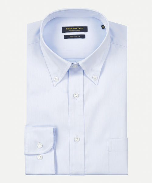 Overhemd twill regular fit button-down | Light Blue