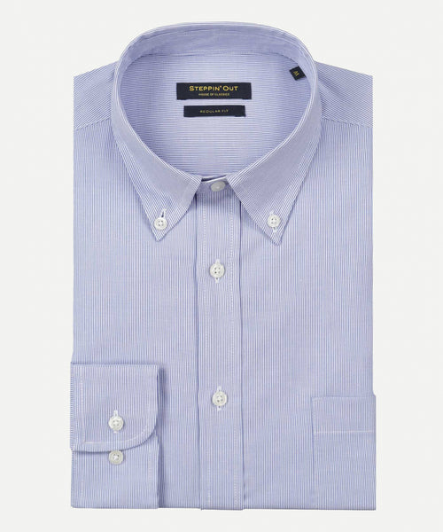Overhemd mini streep regular fit button-down | Light Blue