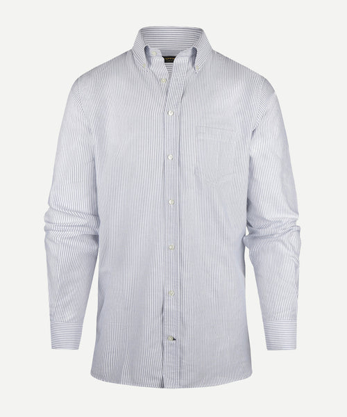 Overhemd Oxford streep regular fit button-down | Navy